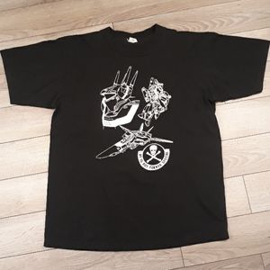 RARE VF-1S Roy Fokker Toy Black Cotton USA Robotech Mens T-Shirt Sz L‎ VTG